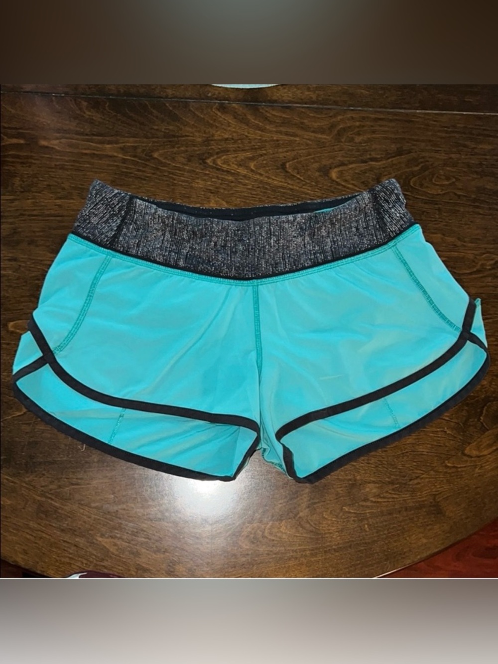 lululemon athletica Aqua Running Shorts with Heathered Gray Waistband